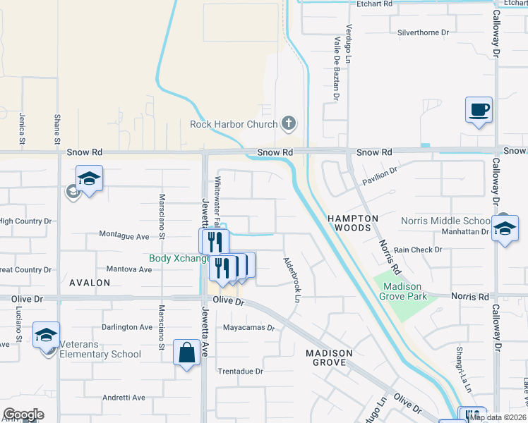 map of restaurants, bars, coffee shops, grocery stores, and more near 11000 Dawson Falls Avenue in Bakersfield