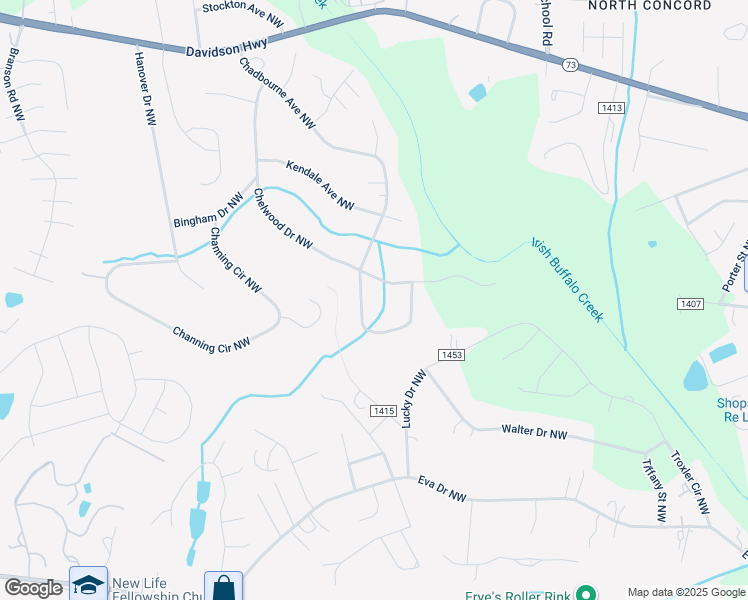 map of restaurants, bars, coffee shops, grocery stores, and more near 684 Chadbourne Avenue Northwest in Concord