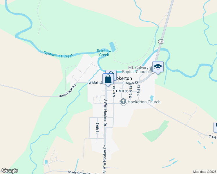 map of restaurants, bars, coffee shops, grocery stores, and more near 110 East Main Street in Hookerton