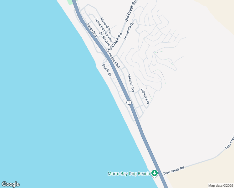 map of restaurants, bars, coffee shops, grocery stores, and more near 3360 Studio Drive in Cayucos