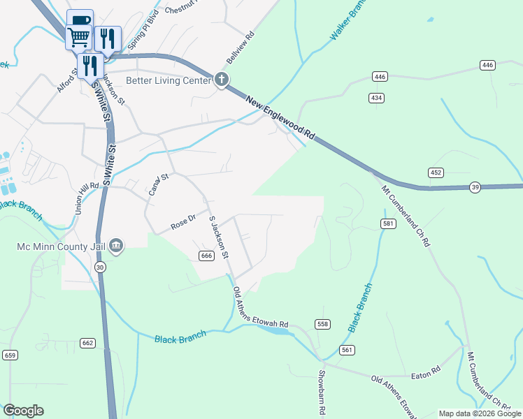map of restaurants, bars, coffee shops, grocery stores, and more near 411 Athenian Street in Athens