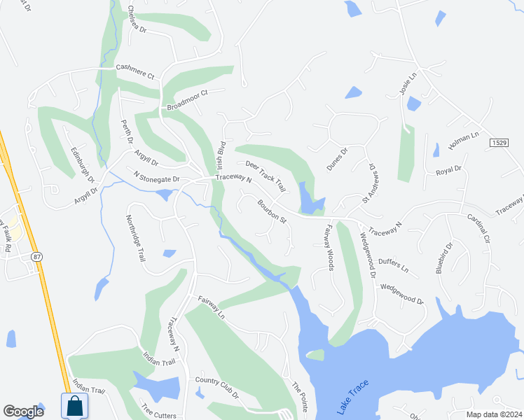 map of restaurants, bars, coffee shops, grocery stores, and more near 3028 Bourbon Street in Sanford