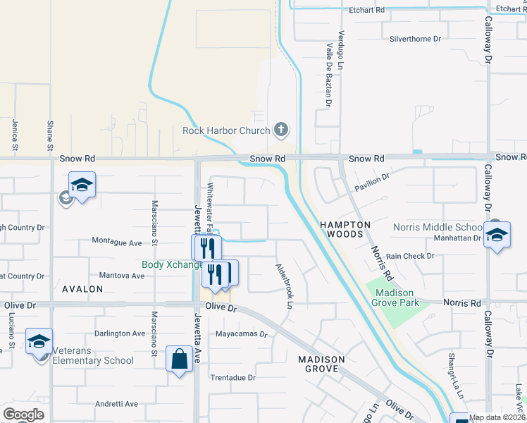 map of restaurants, bars, coffee shops, grocery stores, and more near 11000 Dawson Falls Avenue in Bakersfield