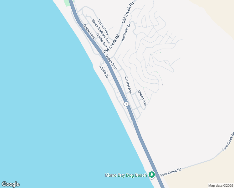 map of restaurants, bars, coffee shops, grocery stores, and more near 3360 Studio Drive in Cayucos