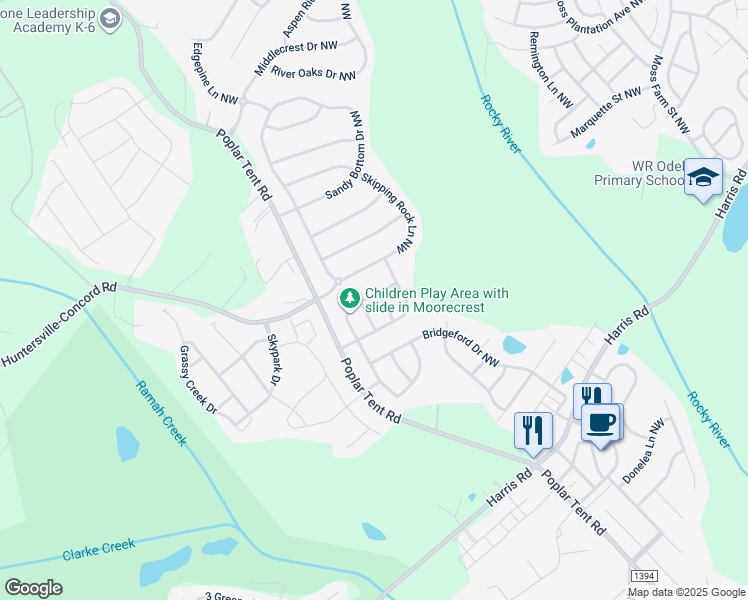 map of restaurants, bars, coffee shops, grocery stores, and more near 812 Martha's View Drive Northwest in Huntersville