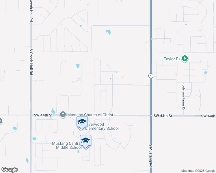 map of restaurants, bars, coffee shops, grocery stores, and more near 4200 Janet Circle in Mustang