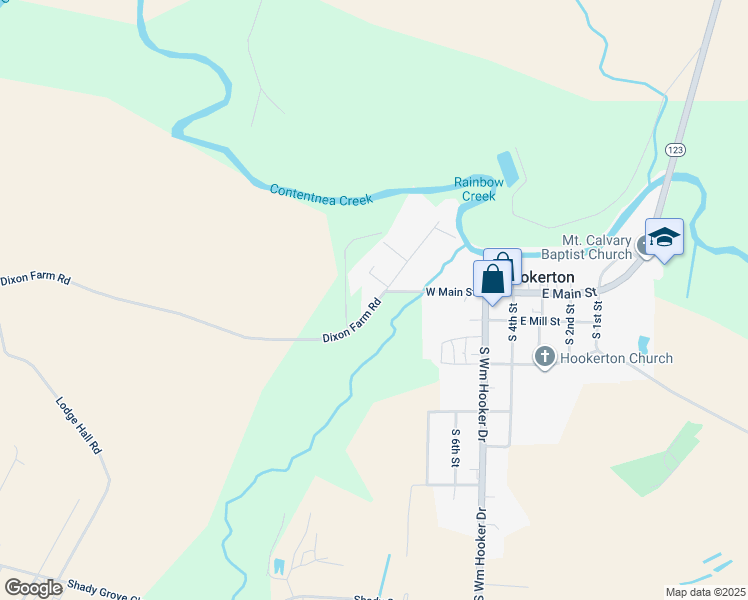 map of restaurants, bars, coffee shops, grocery stores, and more near Dixon Farm Road in Hookerton