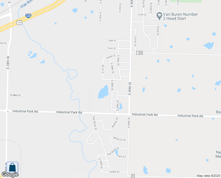 map of restaurants, bars, coffee shops, grocery stores, and more near 808 South 38th Street in Van Buren