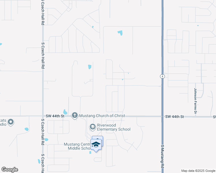 map of restaurants, bars, coffee shops, grocery stores, and more near 4200 Janet Circle in Mustang