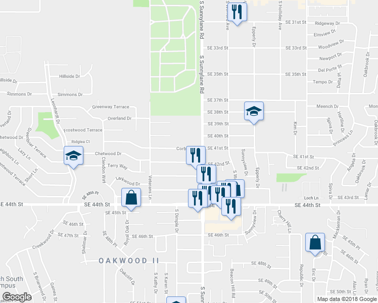 map of restaurants, bars, coffee shops, grocery stores, and more near 4209 Southeast 41st Street in Del City