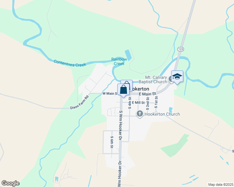 map of restaurants, bars, coffee shops, grocery stores, and more near 67 West Main Street in Hookerton