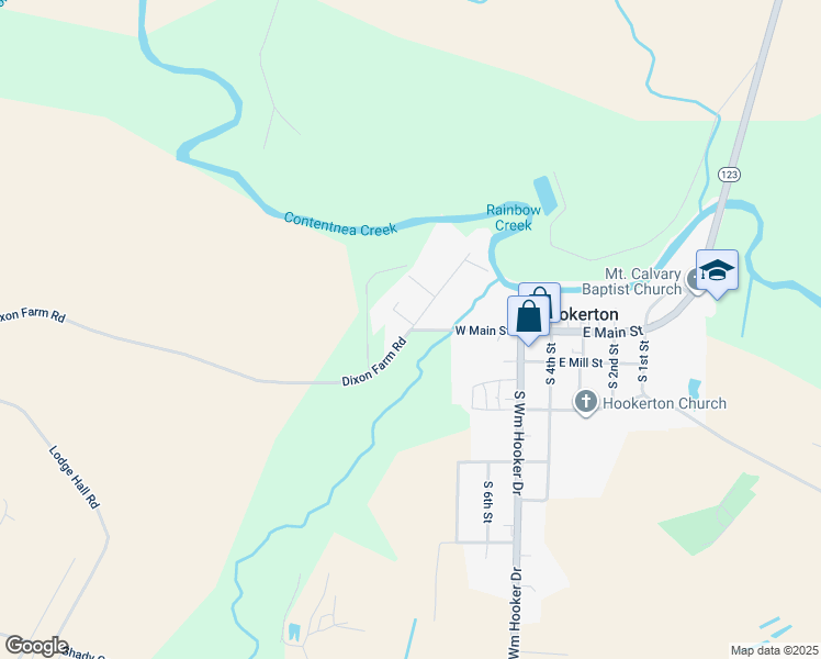 map of restaurants, bars, coffee shops, grocery stores, and more near Dixon Farm Road in Hookerton