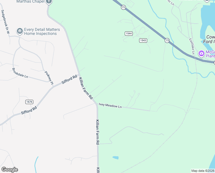 map of restaurants, bars, coffee shops, grocery stores, and more near 7596 Lowesville Meadows Road in Stanley