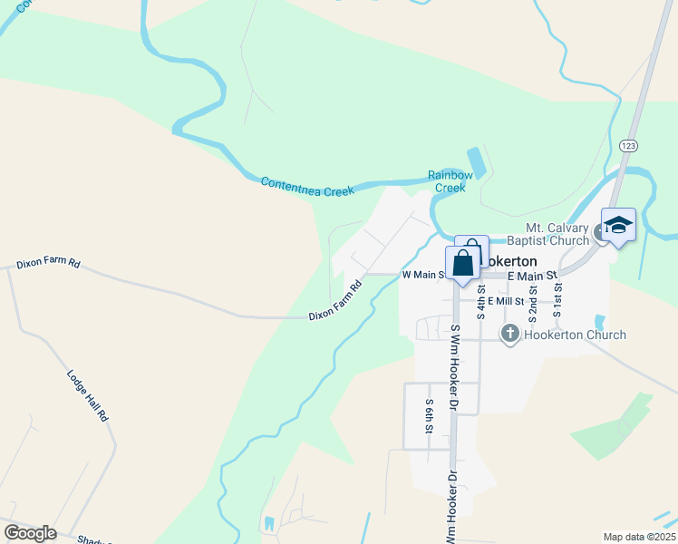 map of restaurants, bars, coffee shops, grocery stores, and more near 104 Oliver Drive in Hookerton