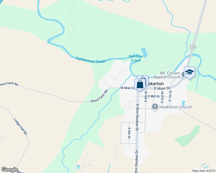 map of restaurants, bars, coffee shops, grocery stores, and more near 2235 Dixon Farm Road in Hookerton