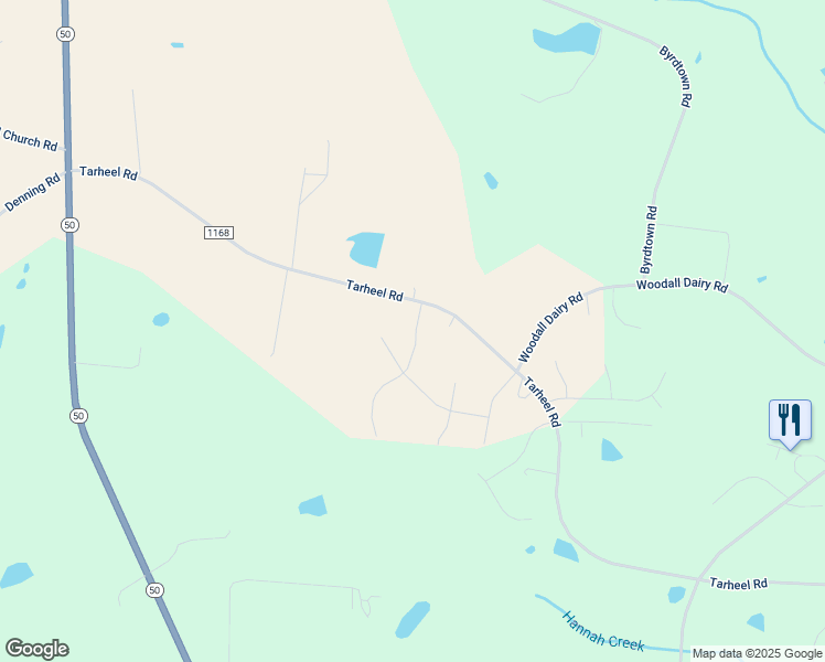map of restaurants, bars, coffee shops, grocery stores, and more near Creek Crossing Drive in Benson