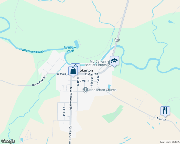 map of restaurants, bars, coffee shops, grocery stores, and more near 311 East Main Street in Hookerton