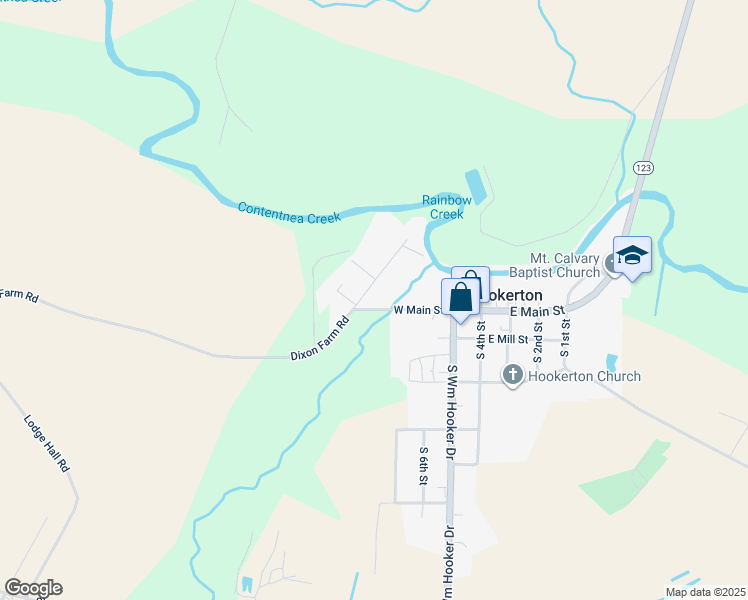 map of restaurants, bars, coffee shops, grocery stores, and more near Faith Hope Road in Hookerton