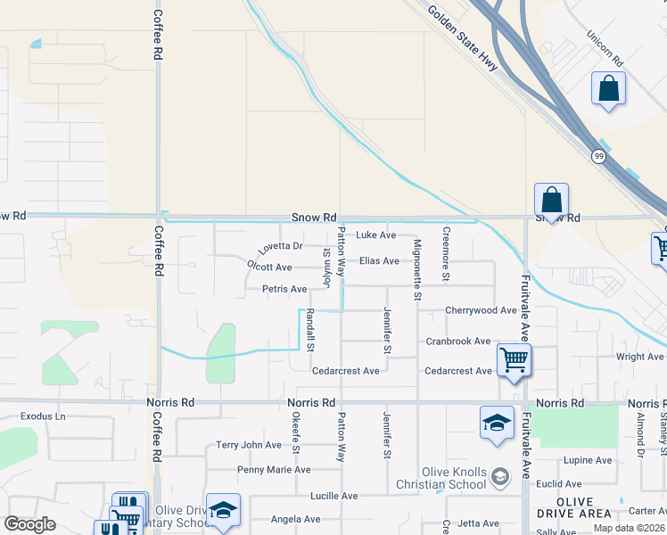 map of restaurants, bars, coffee shops, grocery stores, and more near 7116 Jolynn Street in Bakersfield