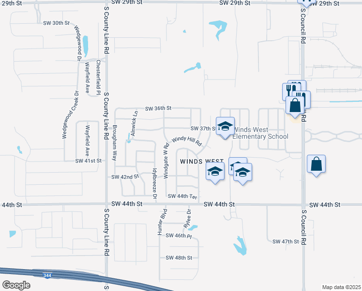 map of restaurants, bars, coffee shops, grocery stores, and more near 8509 Southwest 39th Street in Oklahoma City
