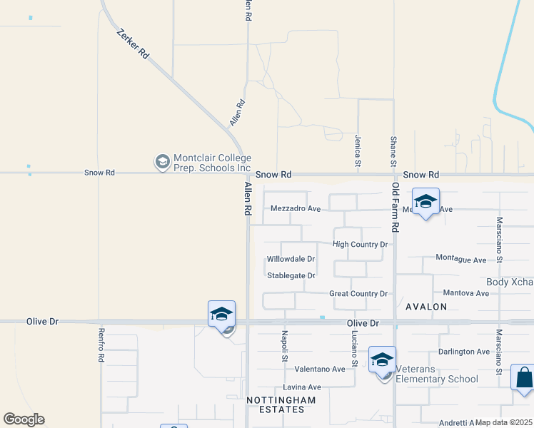 map of restaurants, bars, coffee shops, grocery stores, and more near 12725 Mezzadro Avenue in Bakersfield