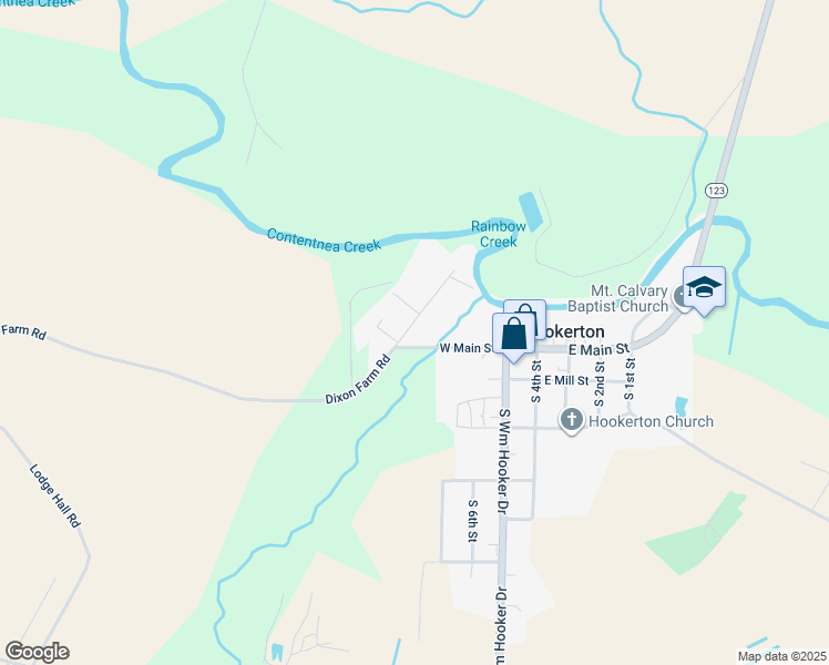 map of restaurants, bars, coffee shops, grocery stores, and more near 120 West Main Street in Hookerton