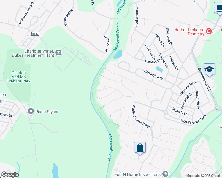 map of restaurants, bars, coffee shops, grocery stores, and more near 15919 Prestwoods Lane in Huntersville