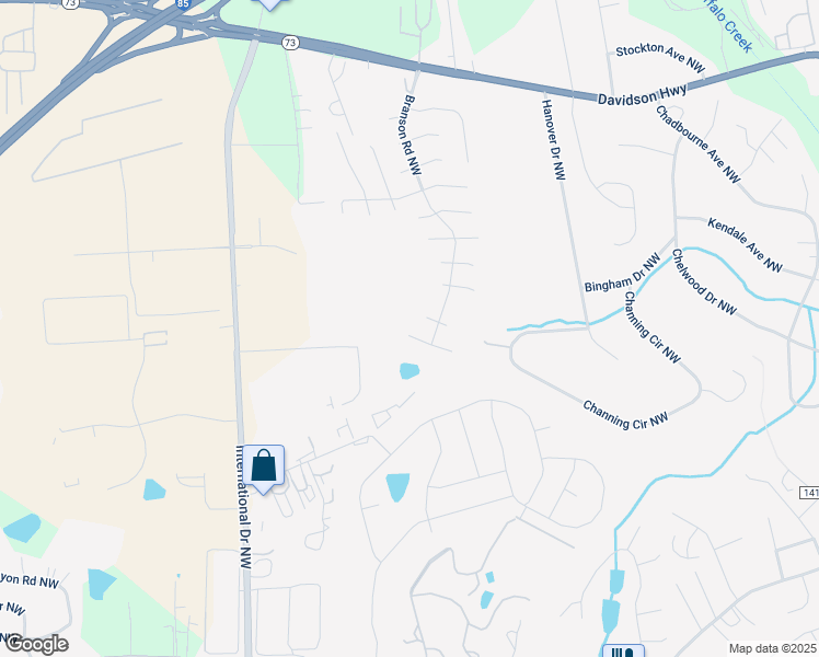 map of restaurants, bars, coffee shops, grocery stores, and more near 4189 Medford Drive Northwest in Concord