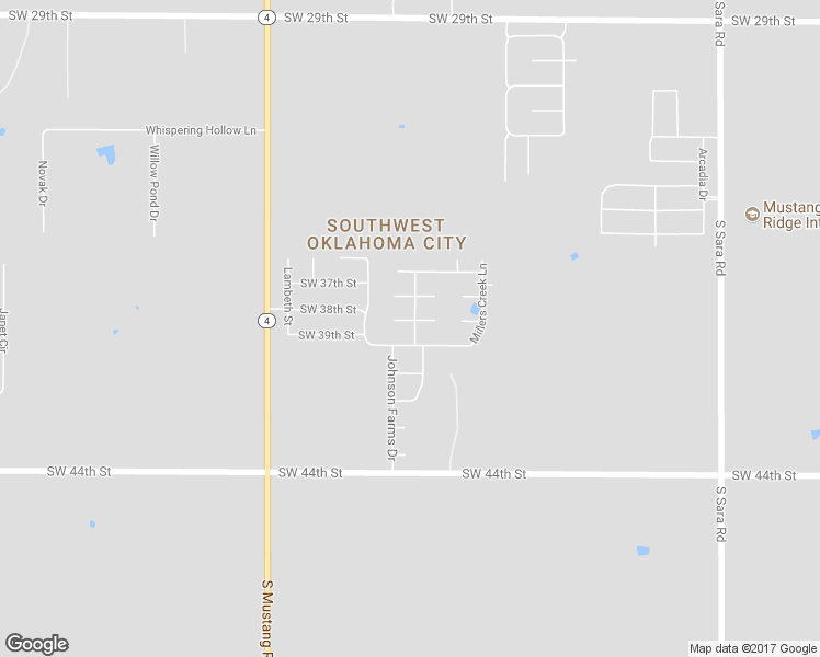 map of restaurants, bars, coffee shops, grocery stores, and more near 11124 Southwest 39th Court in Mustang