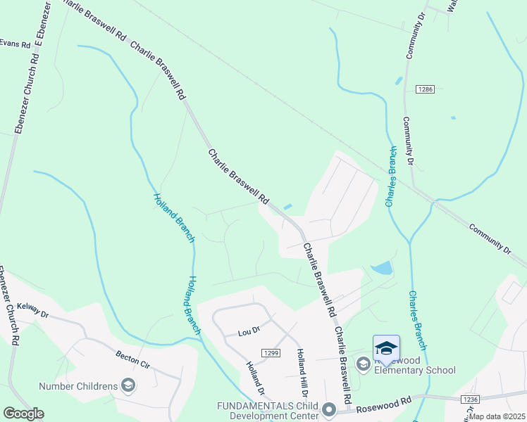 map of restaurants, bars, coffee shops, grocery stores, and more near 409 Charlie Braswell Road in Goldsboro