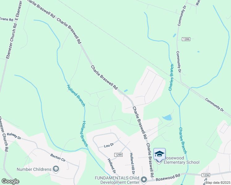 map of restaurants, bars, coffee shops, grocery stores, and more near 409 Charlie Braswell Road in Goldsboro