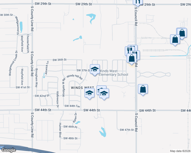 map of restaurants, bars, coffee shops, grocery stores, and more near 8300 Southwest 37th Street in Oklahoma City