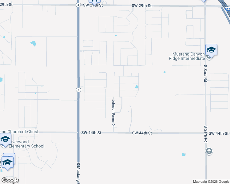 map of restaurants, bars, coffee shops, grocery stores, and more near 11132 Southwest 39th Court in Mustang