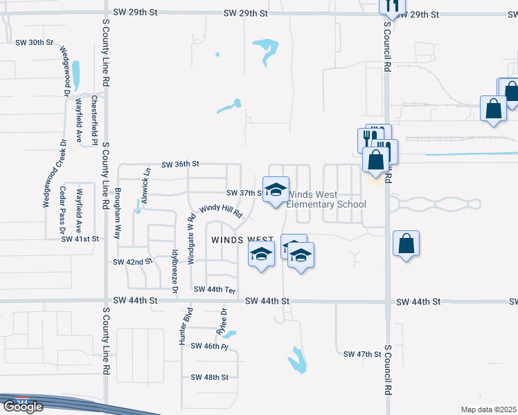 map of restaurants, bars, coffee shops, grocery stores, and more near 3812 Western Heights Avenue in Oklahoma City