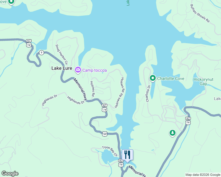 map of restaurants, bars, coffee shops, grocery stores, and more near 177 Ridgeview Circle in Lake Lure