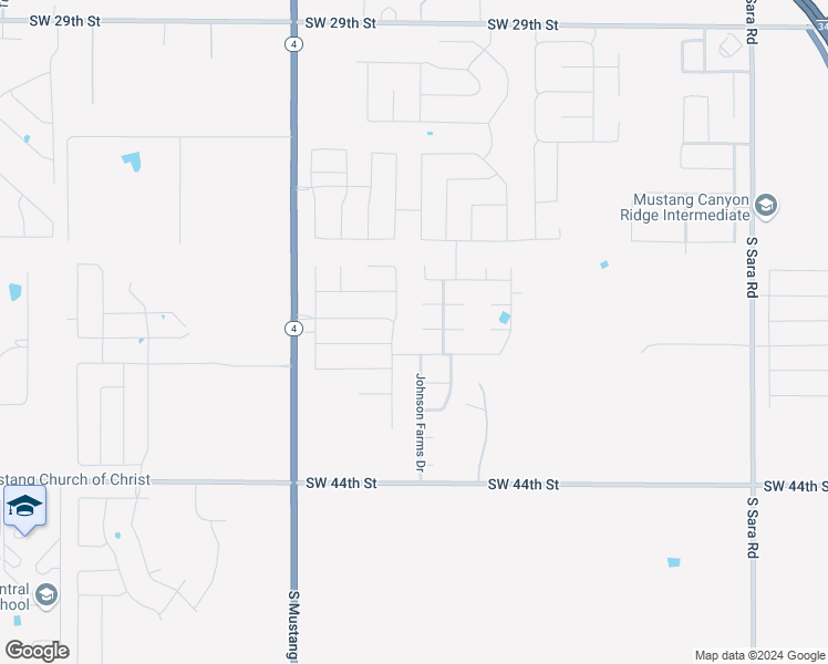 map of restaurants, bars, coffee shops, grocery stores, and more near 11140 Southwest 39th Court in Mustang