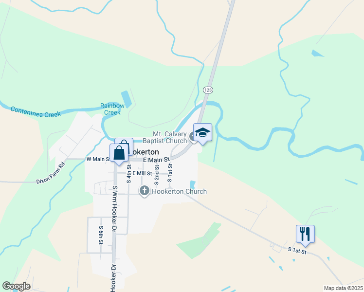 map of restaurants, bars, coffee shops, grocery stores, and more near 120 Taylor Heights in Hookerton