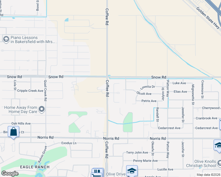 map of restaurants, bars, coffee shops, grocery stores, and more near 7230 Fountain Valley Drive in Bakersfield