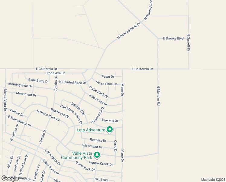 map of restaurants, bars, coffee shops, grocery stores, and more near 10419 Horseshoe Court in Kingman