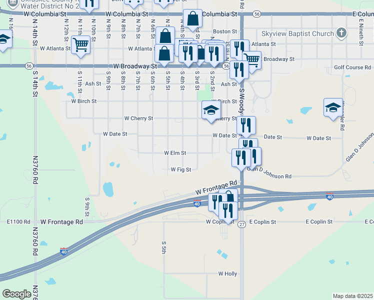 map of restaurants, bars, coffee shops, grocery stores, and more near 522 South 4th Street in Okemah