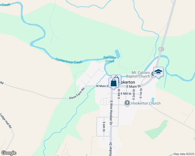 map of restaurants, bars, coffee shops, grocery stores, and more near 300 Faith Hope Road in Hookerton