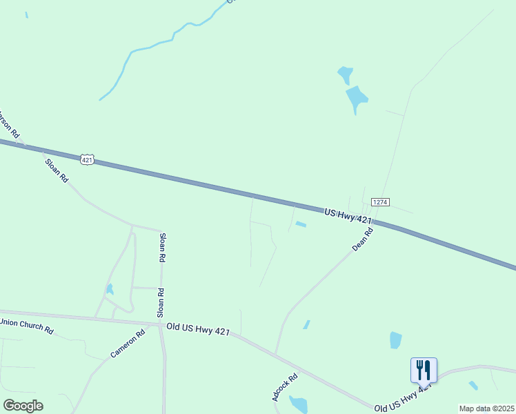 map of restaurants, bars, coffee shops, grocery stores, and more near 8611 U.S. 421 in Lillington