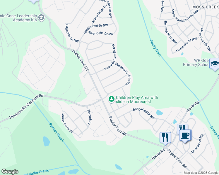 map of restaurants, bars, coffee shops, grocery stores, and more near 1232 Reflection Avenue Northwest in Concord