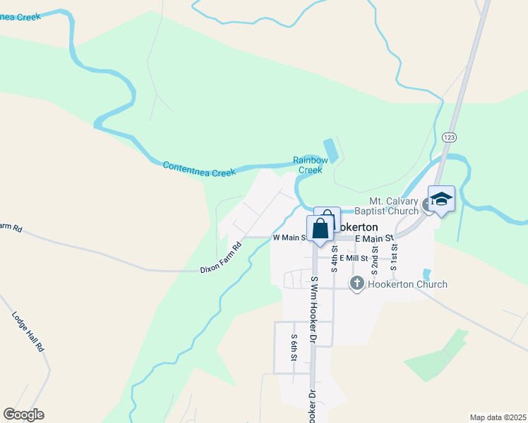 map of restaurants, bars, coffee shops, grocery stores, and more near Faith Hope Road in Hookerton