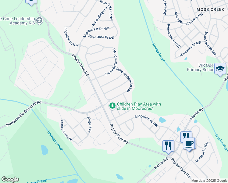 map of restaurants, bars, coffee shops, grocery stores, and more near 1244 Reflection Avenue Northwest in Concord