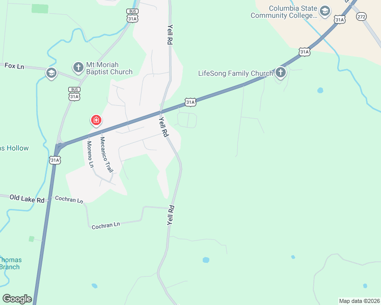 map of restaurants, bars, coffee shops, grocery stores, and more near 1239 Yell Road in Lewisburg