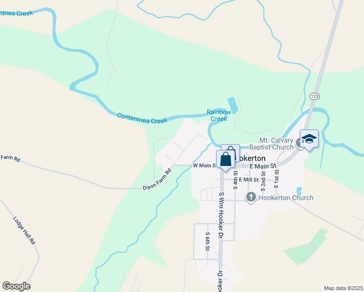 map of restaurants, bars, coffee shops, grocery stores, and more near Faith Hope Road in Hookerton