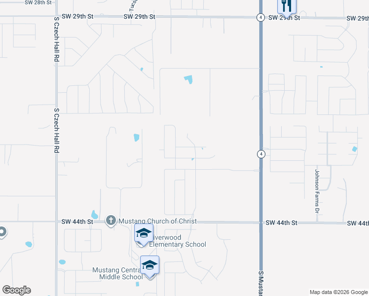 map of restaurants, bars, coffee shops, grocery stores, and more near 4000 Janet Circle in Mustang