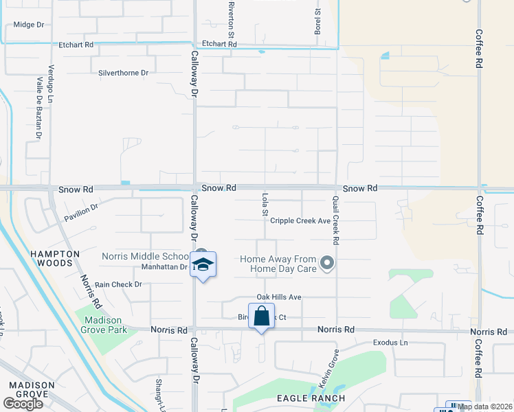 map of restaurants, bars, coffee shops, grocery stores, and more near 9302 Cripple Creek Avenue in Bakersfield