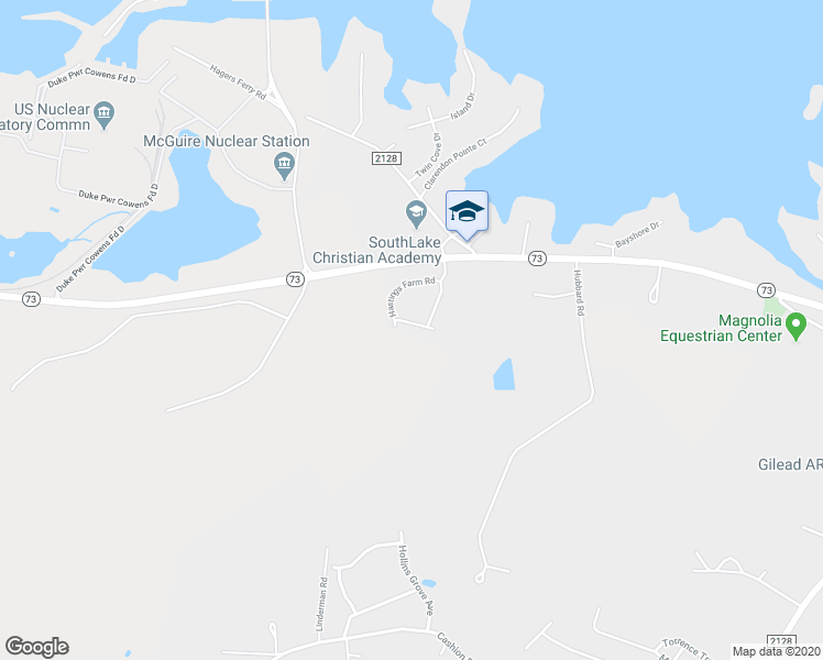 map of restaurants, bars, coffee shops, grocery stores, and more near 15818 Robins Way in Huntersville